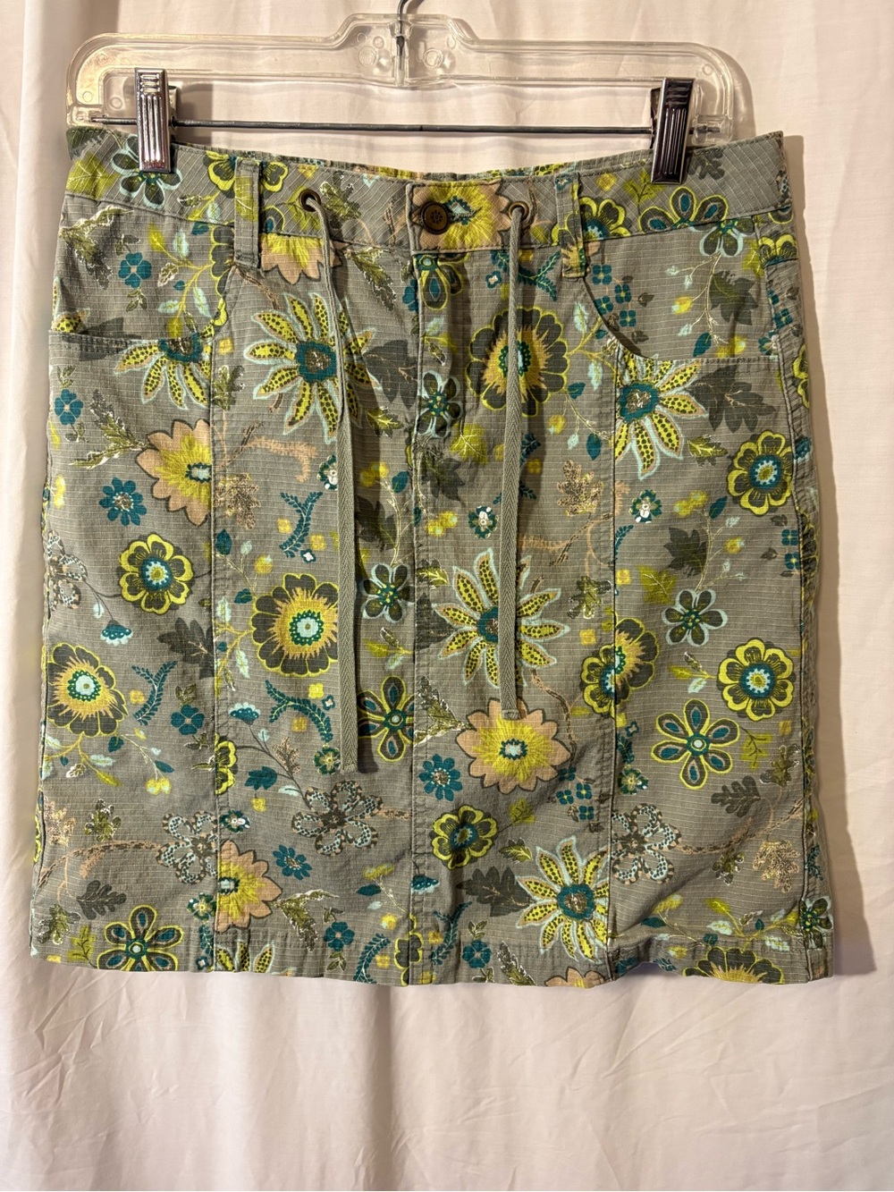 Christopher & Banks Floral Skort in Green and Yellow